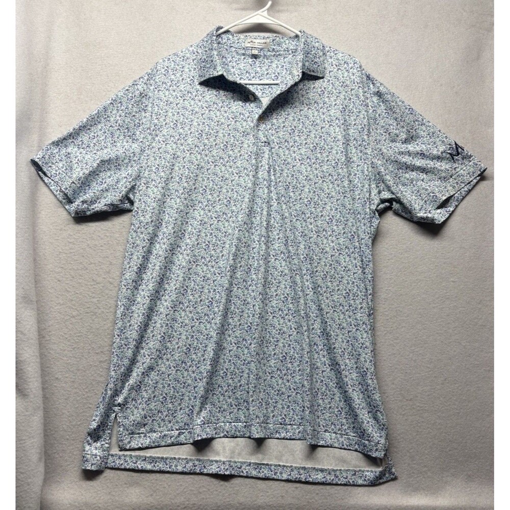 Peter Millar Large Summer Comfort Golf Polo Shirt Allover Print Drinks Cocktails